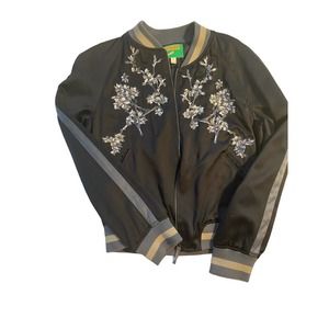 Silky Embroidered Bomber Jacket